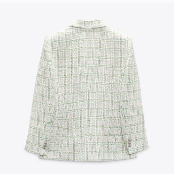 ZARA Set Double Breasted Textured Weave Tweed Jacket and Skort - Picture 11 of 15